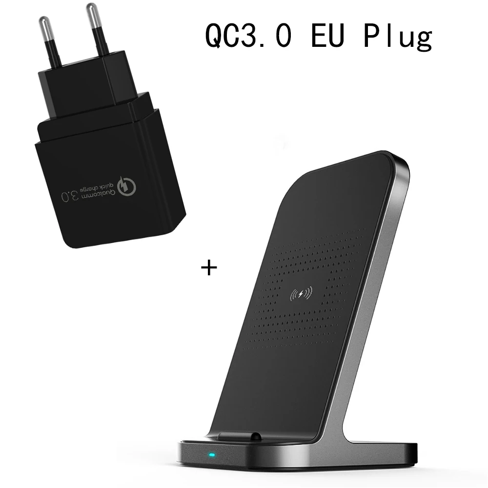 Black EU QC3.0 Ascromy беспроводной держатель телефона Подставка зарядное устройство 10 Вт для samsung Galaxy S10 S9 S8 Plus s10E S10+ S7 S6 Edge Plus cargador inalambrico - Тип штекера: Black EU QC3.0