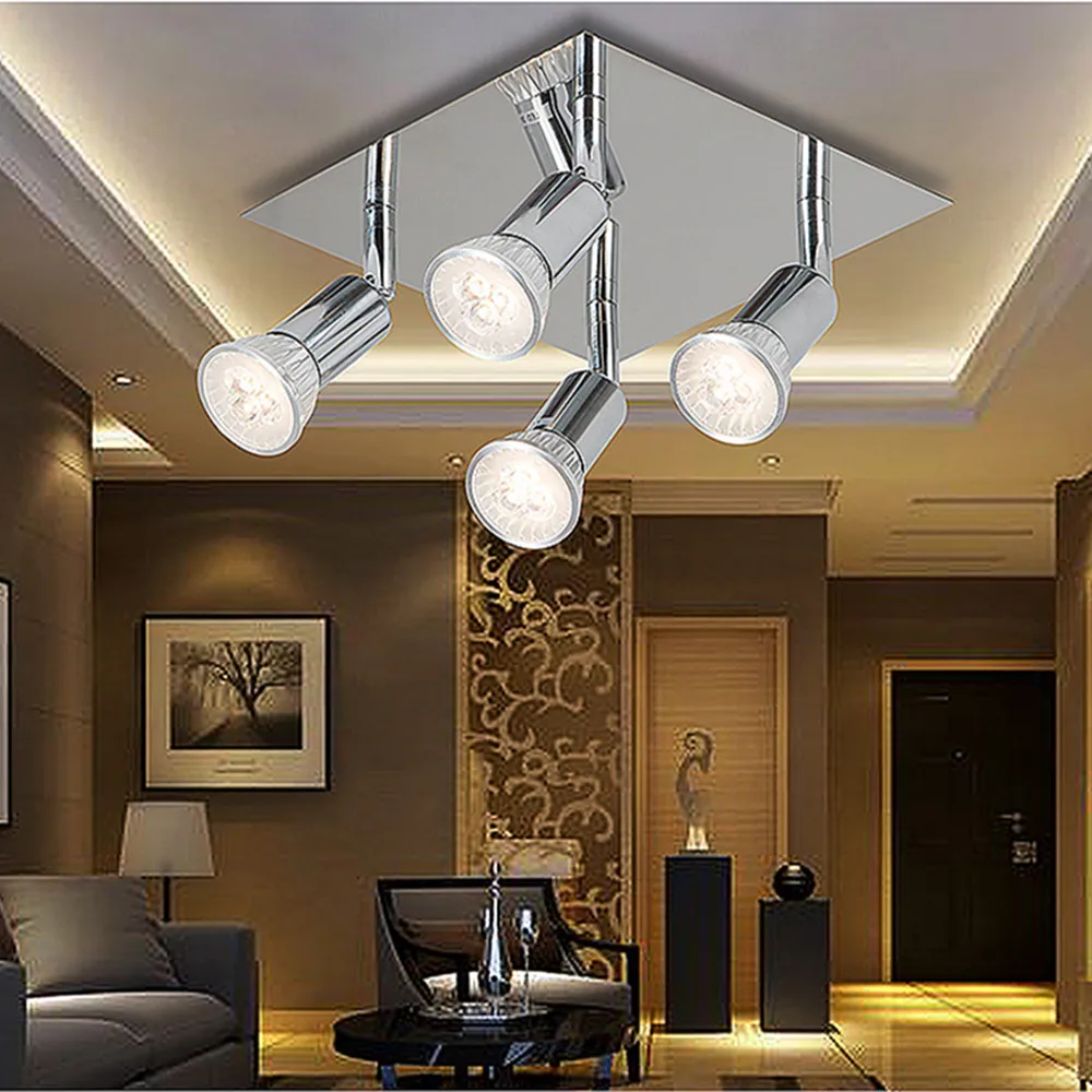 

[DBF]Square Rotatable Iron Ceiling Light Angle Adjustable Showcase Lamp Replaceable GU10 Living Room LED Cabinet Spot Lighting