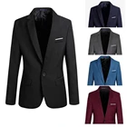 Блейзер Мужской приталенный в Корейском стиле, хлопковый пиджак, костюм, куртка черного и синего цвета, размера плюс от s до 4XL, свадебное пальто