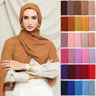 Простой шифоновый хиджаб, шарф, шаль, Исламские мусульманские шарфы с вуалью, повязка на голову для женщин, дышащий головной платок, 2021 Стандартный головной платок