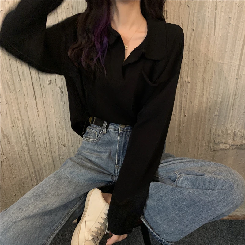 

Make firm offers control loose v-neck sweater sweater coat pocket languid is lazy wind joker