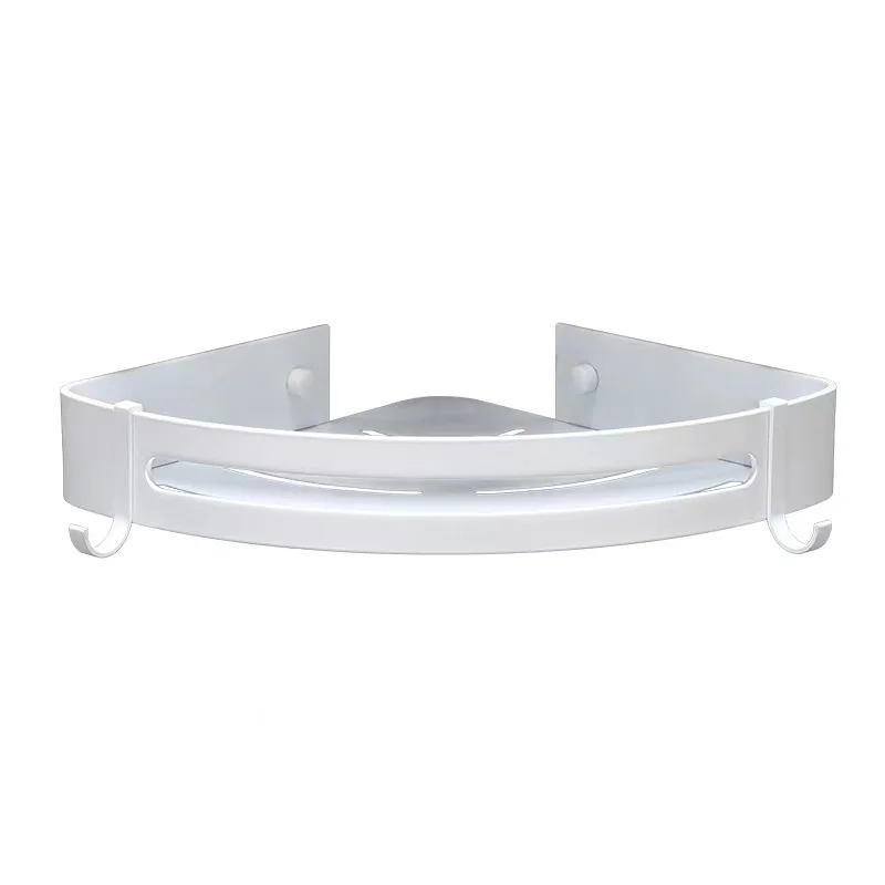 Алюминиевый одноэтажный угловой держатель для ванной белого цвета в