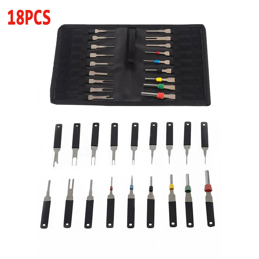 

NEW 18pcs Terminal Removal Tool Kit Pin Needle Retractor Pick Electrical Wire Plug Puller Cloth Bag Repair Hand Tools Wholesale