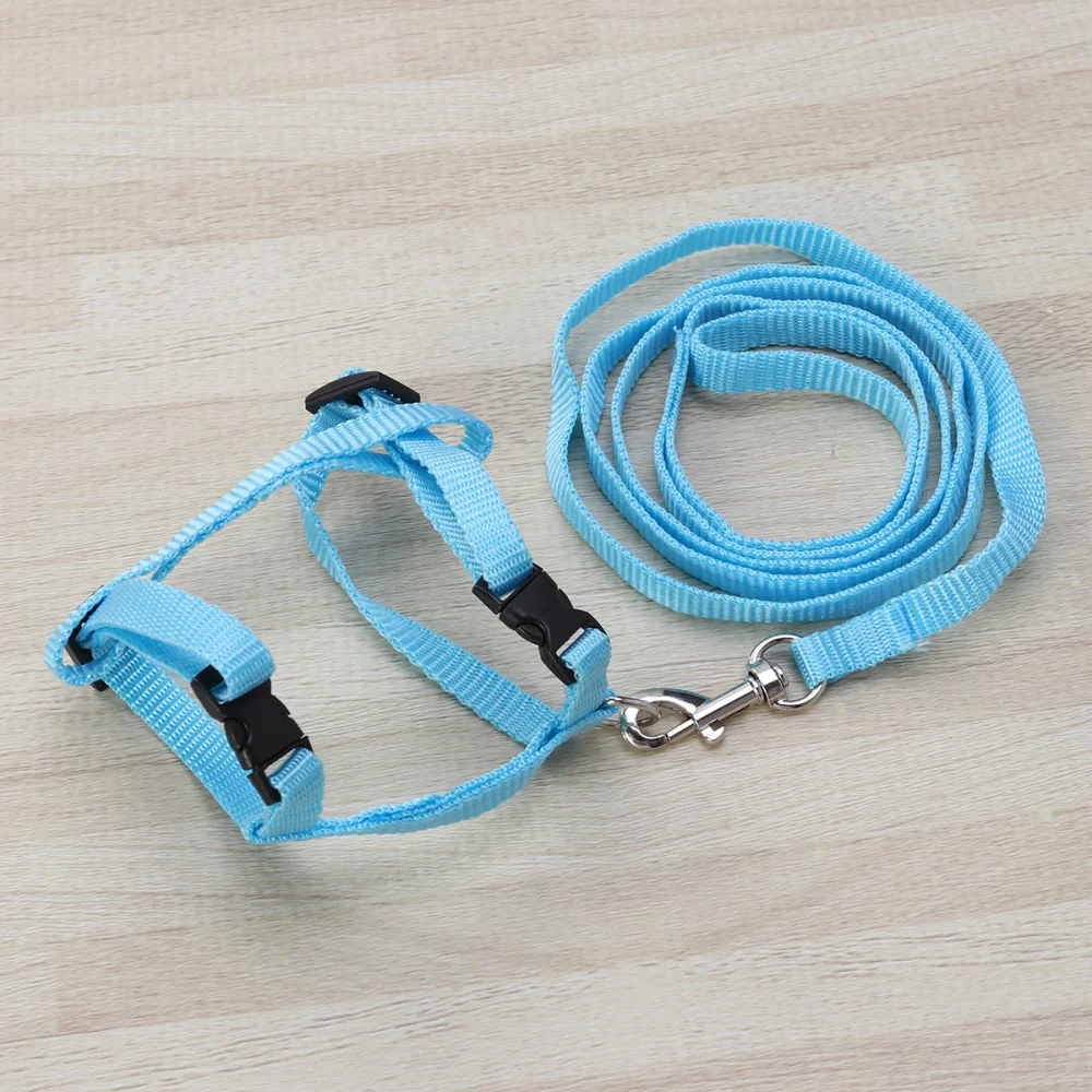 

Adjustable Pet Rabbit Walking Running Harness Leash Lead with Small Bell (Sky-blue)