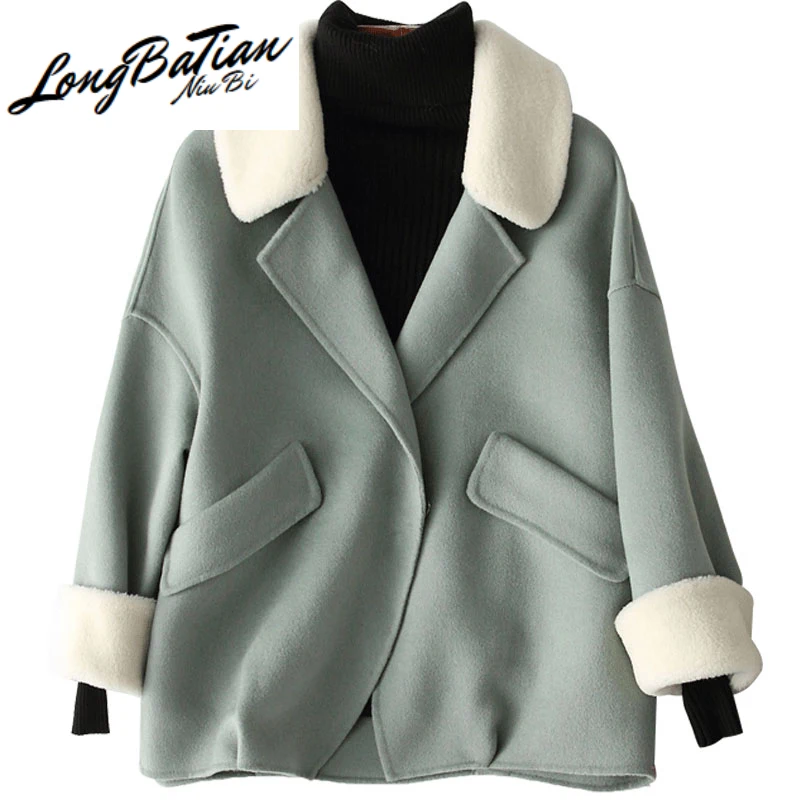 Осенне зимнее пальто 2020 100% женские из двойной шерсти Короткая свободная Женская