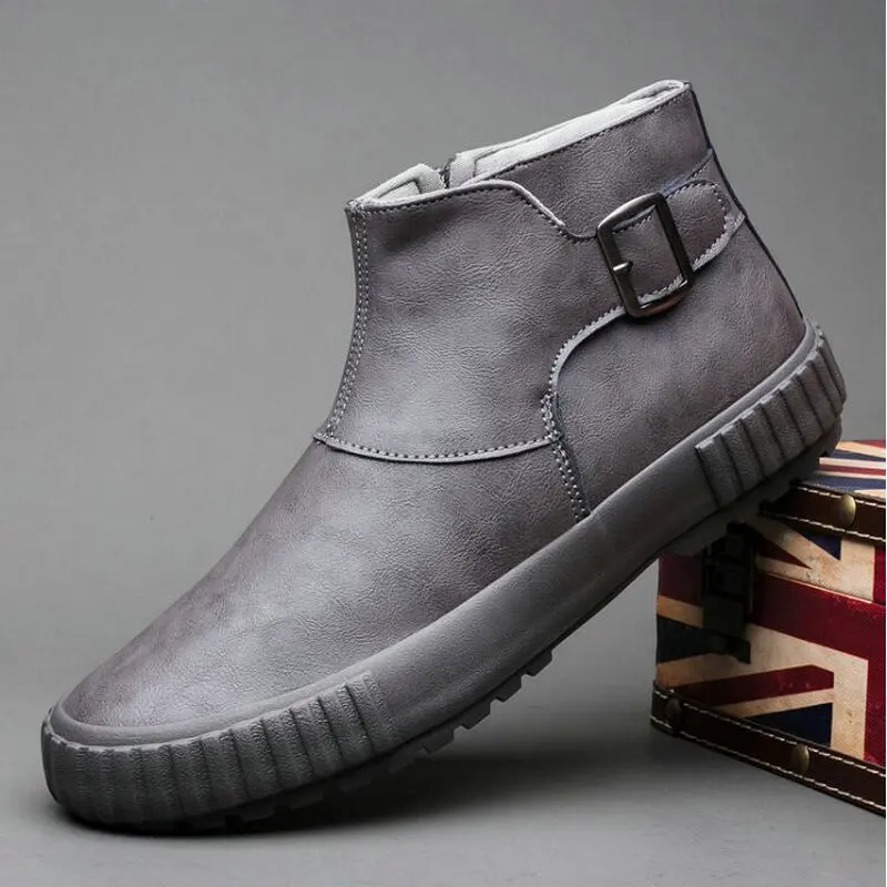 Зимняя мужская обувь модные коричневые кожаные ботинки для мужчин повседневные