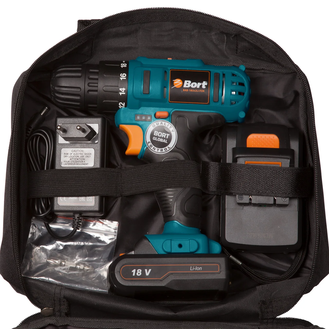 Дрель-шуруповерт аккумуляторная Bort BAB-18Ux2Li-FDK (напряжение 18 В 2 скорости