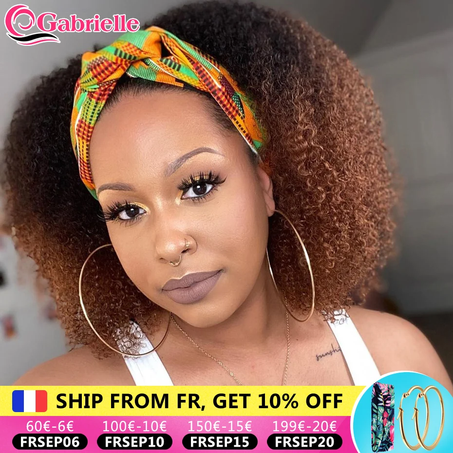 

Обруч Омбре парик афро кудрявый вьющиеся Цветной повязка на голову парики из натуральных волос для черный Для женщин 180% плотность, бразильс...