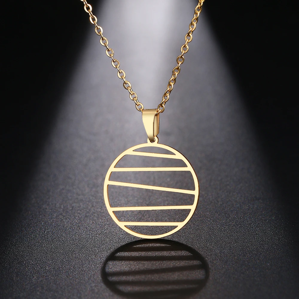 

2021 Stainless Steel Circle Irregular Geometric Lines Necklace For Women Man Round Pendant Necklace Engagement Jewelry