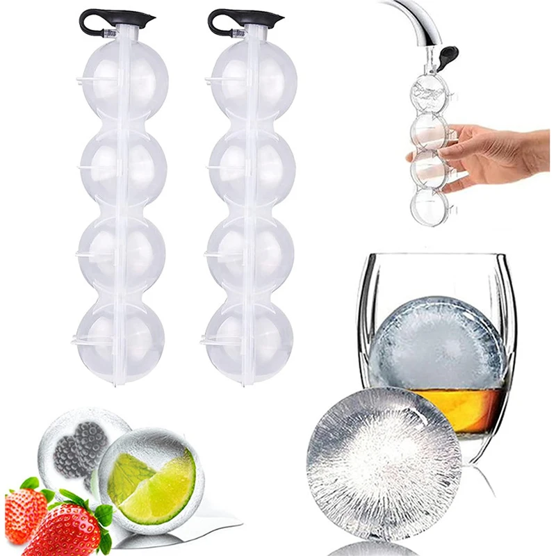 

1pc/lot 4 Cavity Whiskey Ice Cube Maker Mold Sphere Mould Kitchen Tool Silicone Ice Cream Tools Ice Grid Round Homemade Ice Ball