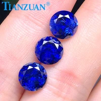 round shape diamond cut blue sapphire stone with inculsions vs si clarity loose stone for jewelry making diy material