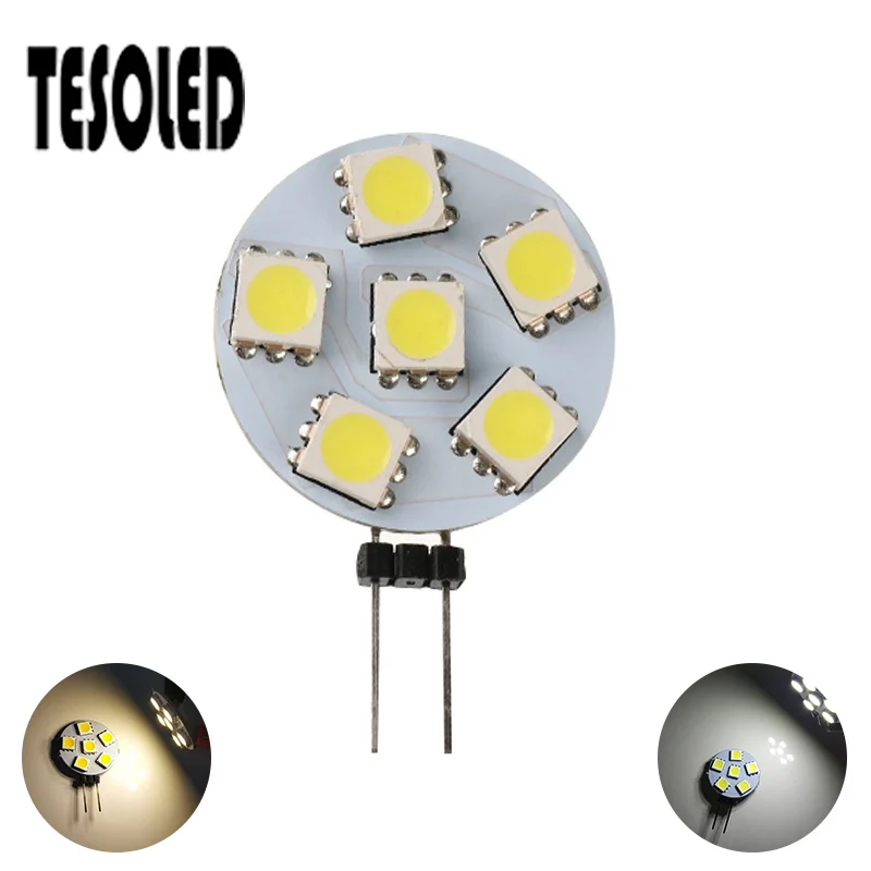 Светодиодная лампа DC12V G4 круглая пластина хрустальная 6/9/12/15SMD 5050 Плоская Круглая