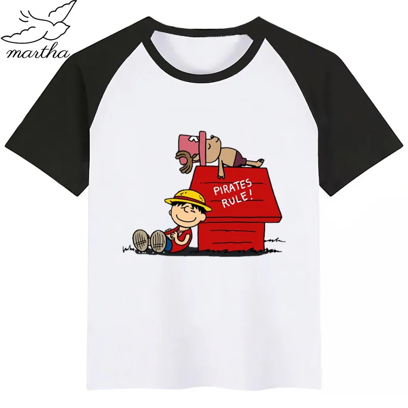 Забавная футболка с Луффи для мальчиков и девочек Детские топы героями