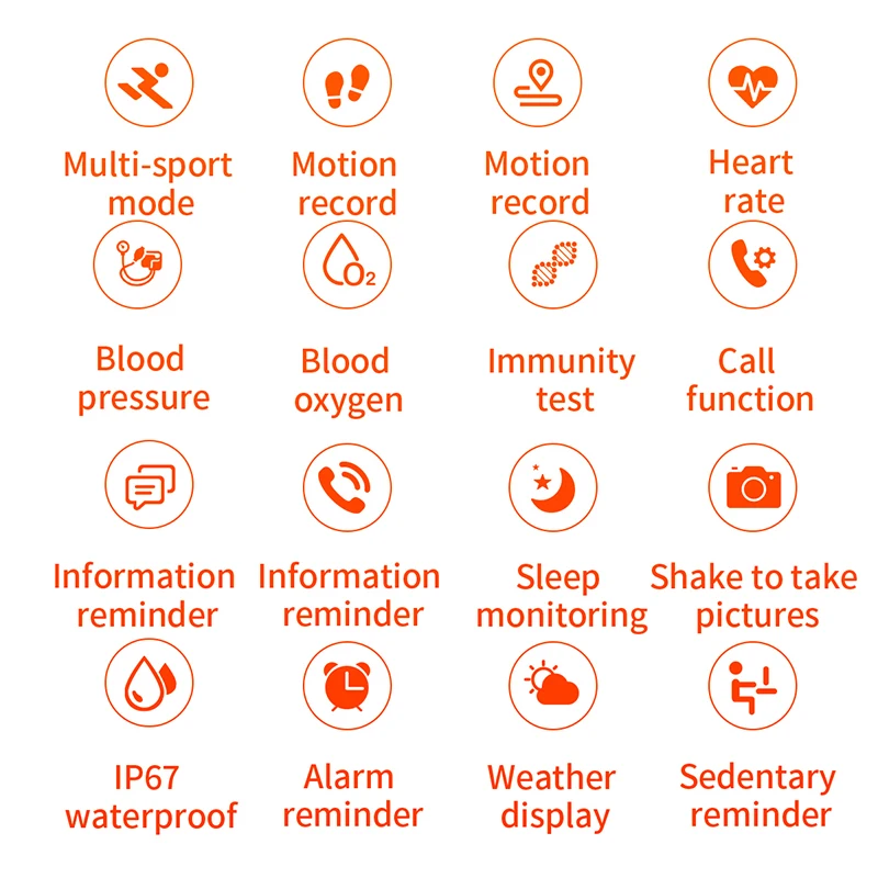 

ABAY H8 Smart Watch Men Women Sport IP67 Waterproof Clock Heart Rate Blood Pressure Monitor Smartwatch for