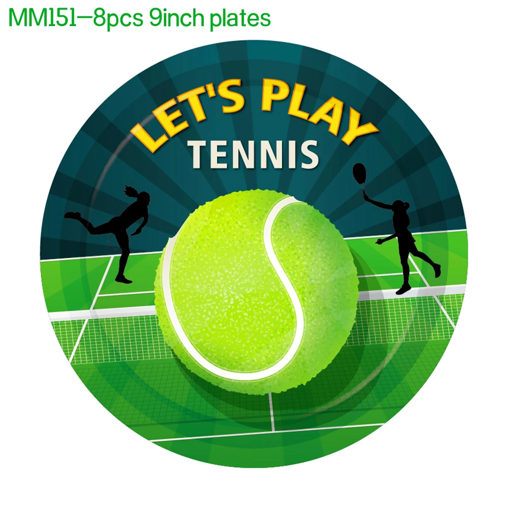 Tournament Tennis Ball Sports Court Birthday Party Disposable Tableware Sets Dinner Plates Backdrops Carnival Party Decorations images - 6