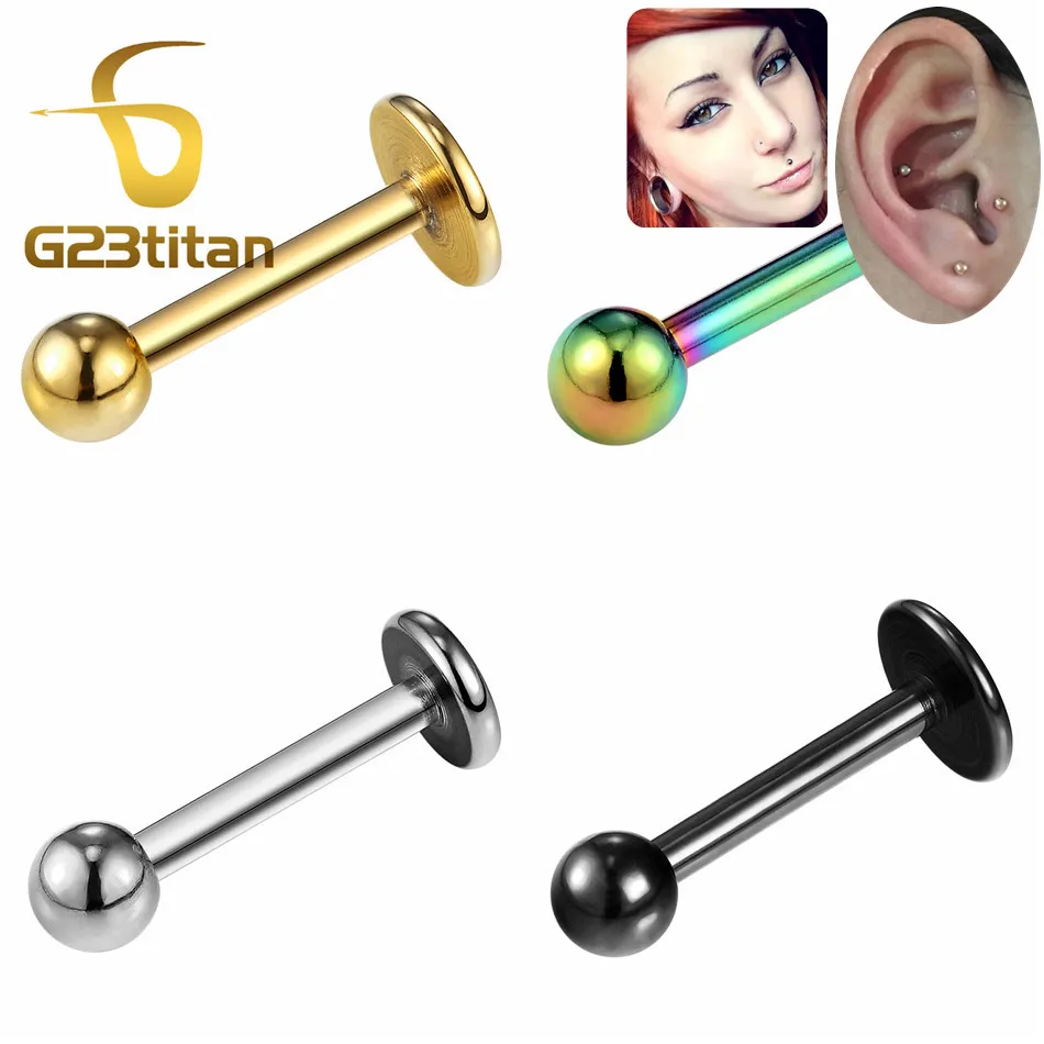 

14G 16G 18G Labret Stud G23 Titanium Body Piercing Women Men Jewelry Lip Medusa Ring Ear Cartiage Helix Tragus Earring Accessory