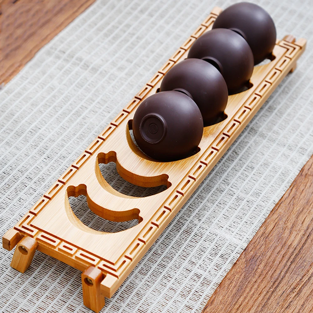 Портативный Бамбуковый дренажный стеллаж для чайных чашек в китайском стиле