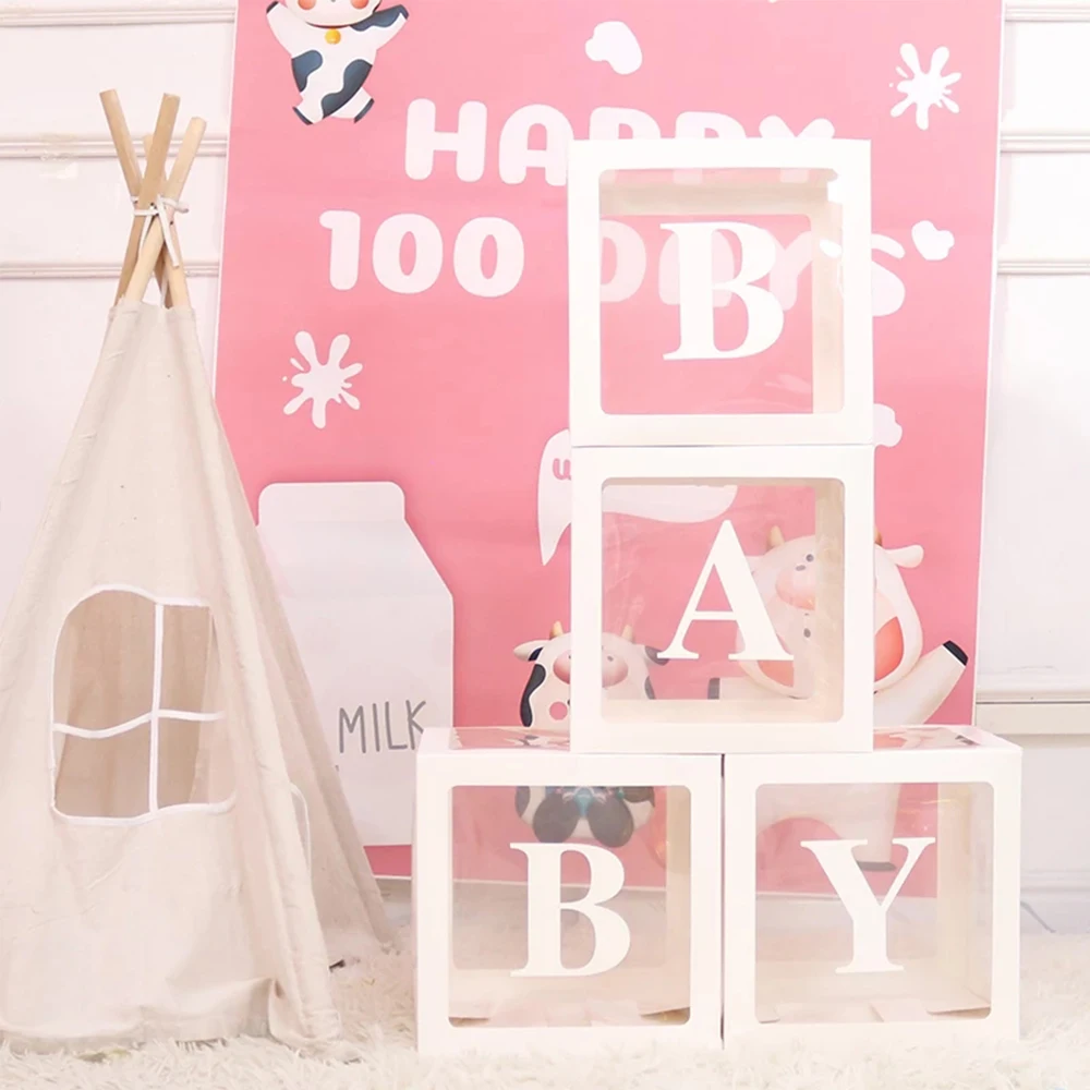 Детский душ прозрачная коробка свадебные украшения мальчик девочка первый день