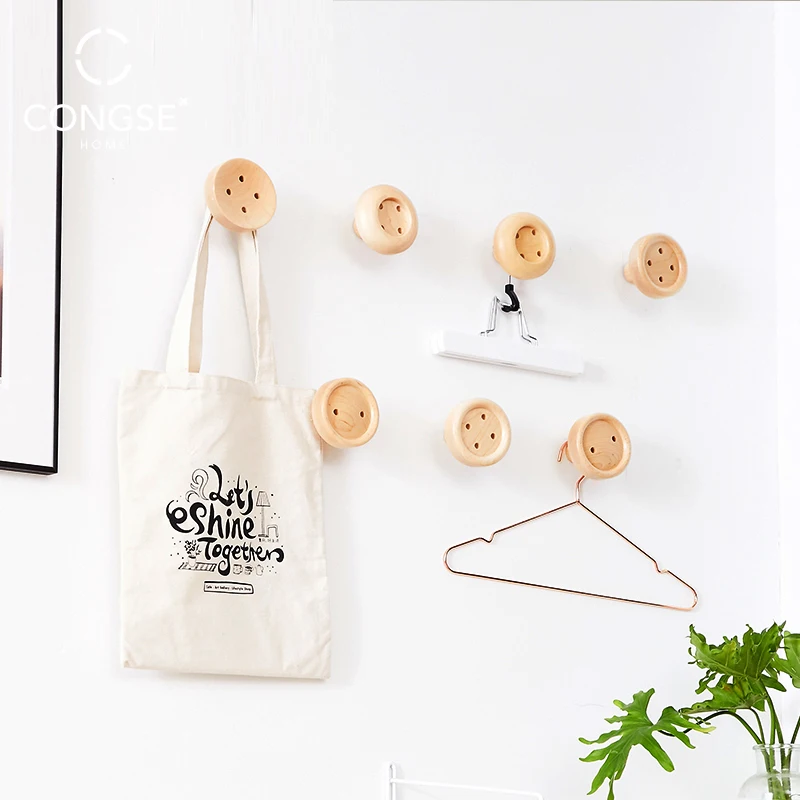 

Europe Solid Wood Quality Wall Hanging Coat Rack Bedroom Metope Simple And Easy Saddlebag Frame Button A Hook Clothes Frame