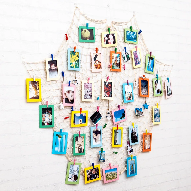 DIY фото сетка висячая дисплей бумажная Рамка Рыболовная Сеть Дизайн с зажимом и