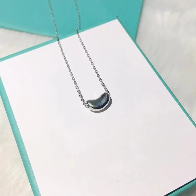 

S925 Pure Silver Bean Necklace Pendant With High Quality Fashion Jewellery Brand Ladies Ttiff Necklace Festival Anniversary Gift