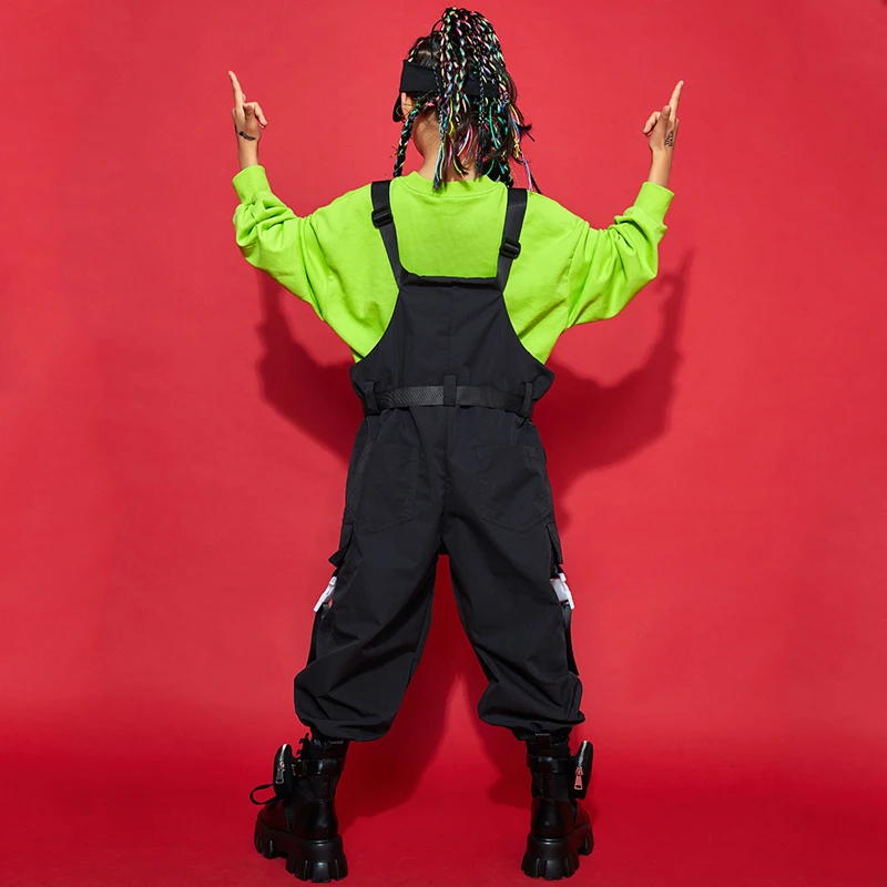 

2021 Jazz Dance Costumes For Girls Long Sleeve Shirts Big Pants Hip Hop Dance Clothes Modern Dance Performance Rave Clothes