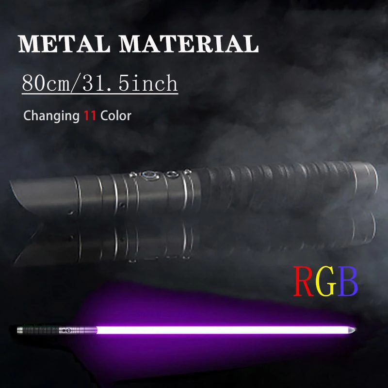 

80cm RGB Lightsaber Changing 11 Color Metal Handle Force Dueling LED Luminous Cosplay Outdoor Wars Knife Laser Sword Weapon Toy