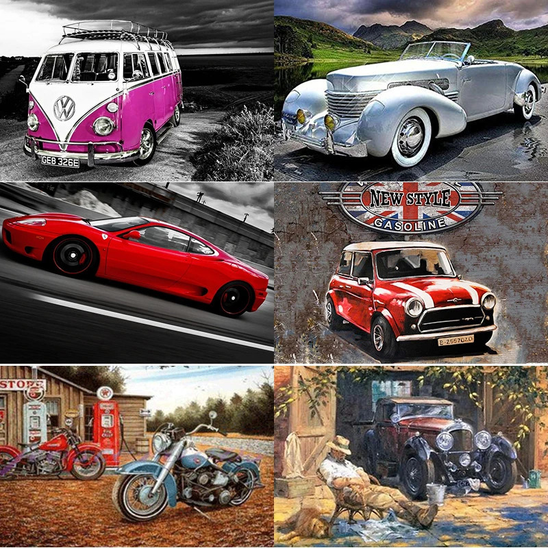 5D алмазная живопись автомобиль полноразмерная Алмазная вышивка мозаика