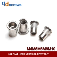 304 m4m5m6m8m10 flat head vertical stainless steel rivet nut