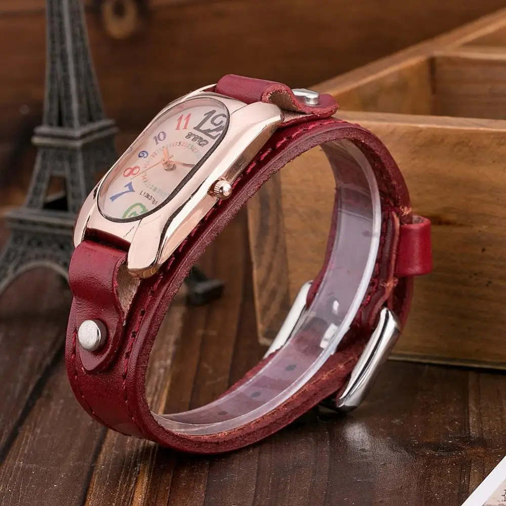 Женские кварцевые часы из искусственной кожи многоцветные Аналоговые наручные с