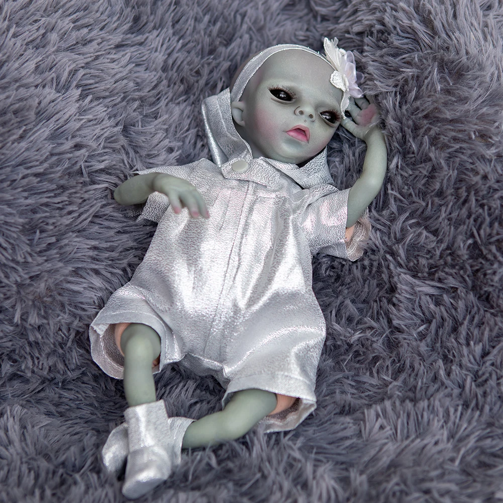 

Reborn Alien Baby Finished Doll Blue Newborn Detailed Handmade Painted Doll Collectible Blue Babies with Clothes