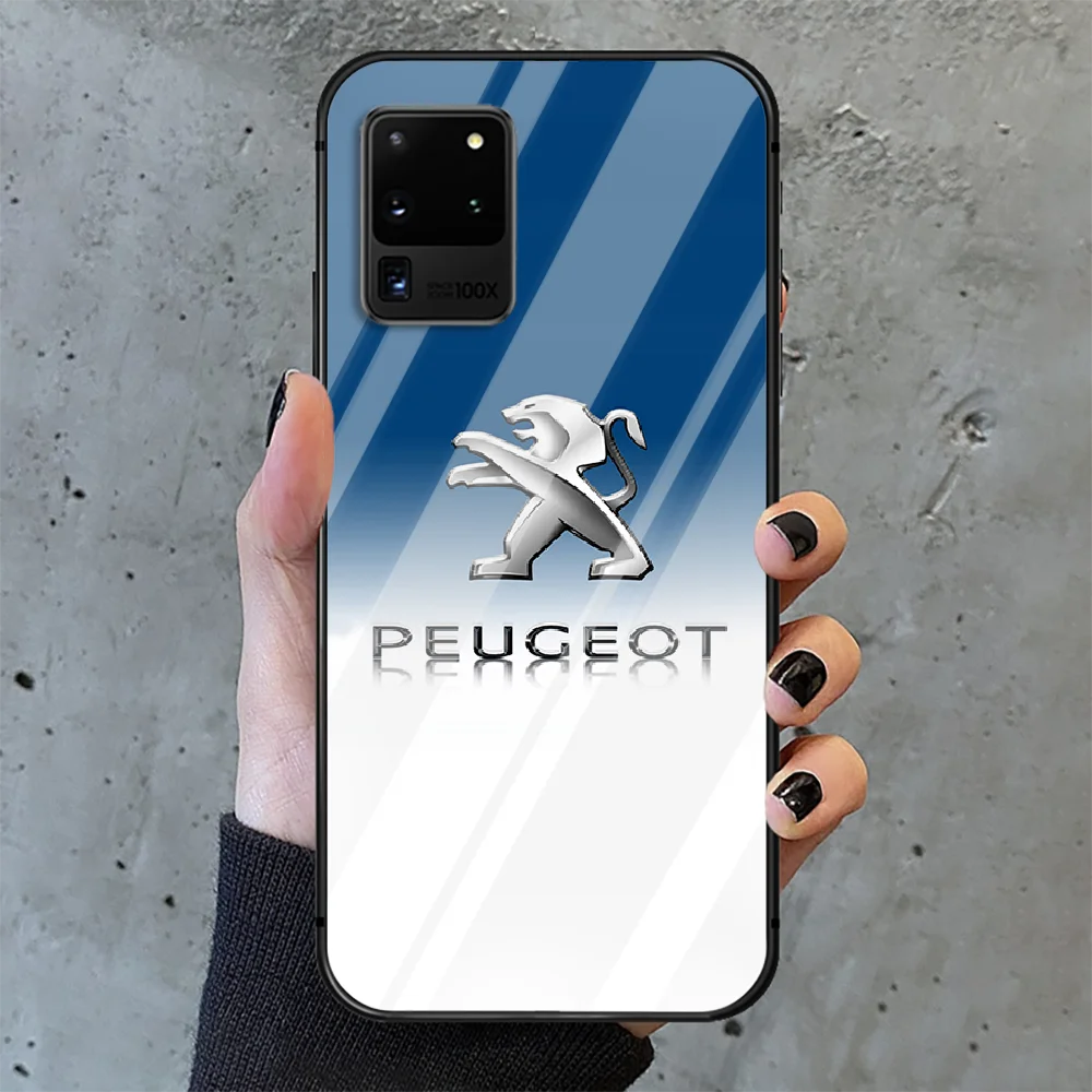 

France Peugeots Car Phone Tempered Glass Case Cover For Samsung Galaxy S Note 5 6 9 10 10E 20 21 FE Plus Uitra Fashion Coque