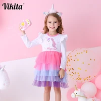 vikita new girls autumn dress kids lace tulle cake princess dress girl casual school party unicorn clothes kids dresses for girl