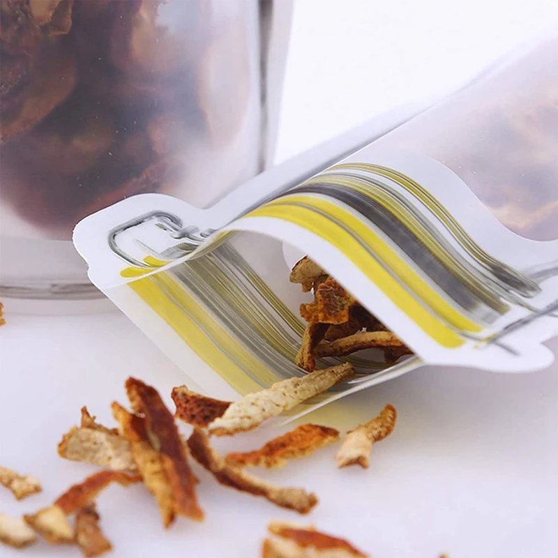 

100 Pcs Reusable Mason Jar Bags Snack Food Storage Bag Seal Zipper Closure Bags Candy Nuts Cookies Kitchen Organizer