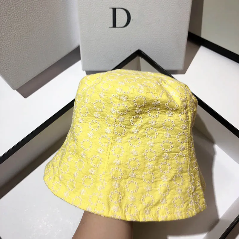 2021 Cap Spring Summer New Women Floral Embroidery Bucket Hats Fashion Refreshing Cotton Sun Protection Shading Sun Hats QDKPOTC