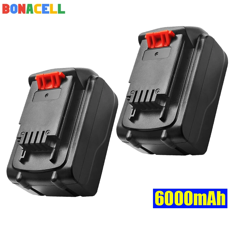 2 pack Bonacell 18 V/20 V 6000mAh литий-ионная аккумуляторная батарея замена электроинструмента батарея для BLACK& DECKER LB20 LBX20 LBXR20 - Цвет: 2 pack