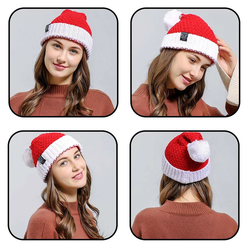 

2020 New Year Thick Plush Knitted Christmas Hat Kids Christmas Decorations For Home Santa Claus Gift Warm Winter