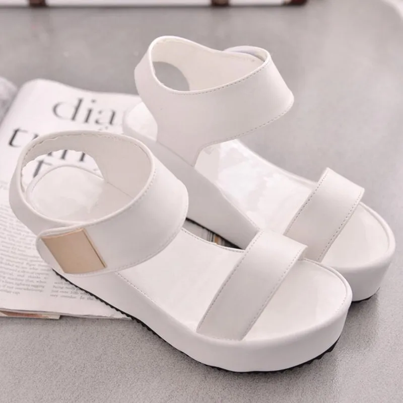 

2021 New Summer Women Sandals Woman Wedges Platform Sandals Fashion Fish Mouth Rome Sandals White Black Women Shoes
