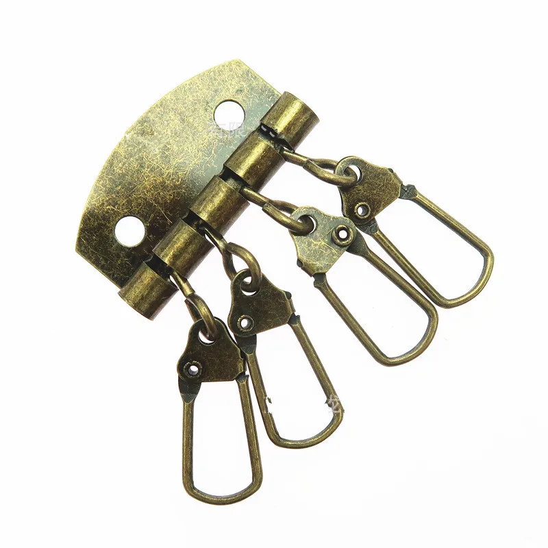 Брелок для ключей крючок медный серебряный зеркальный 4/6 рядов кожаный чистый