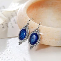 drop earrings for women egg shaped oval crystal royal blue earrings party anniversary gifts vintage female fashion jewelry