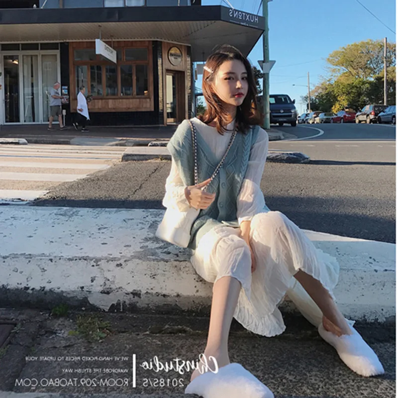 Осеннее женское белое длинное платье и свитер Топ комплект Туника Макси вечернее