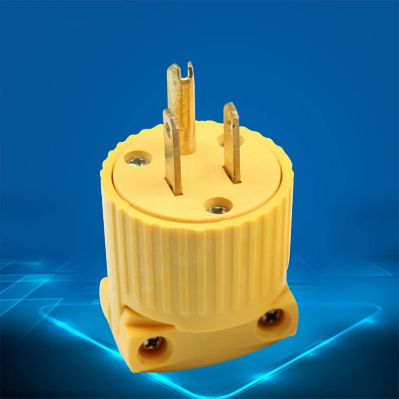 

K1KA Yellow America 5-15P 125V 15A 3 poIe US locked industry power converter plug inline wired connector Type B