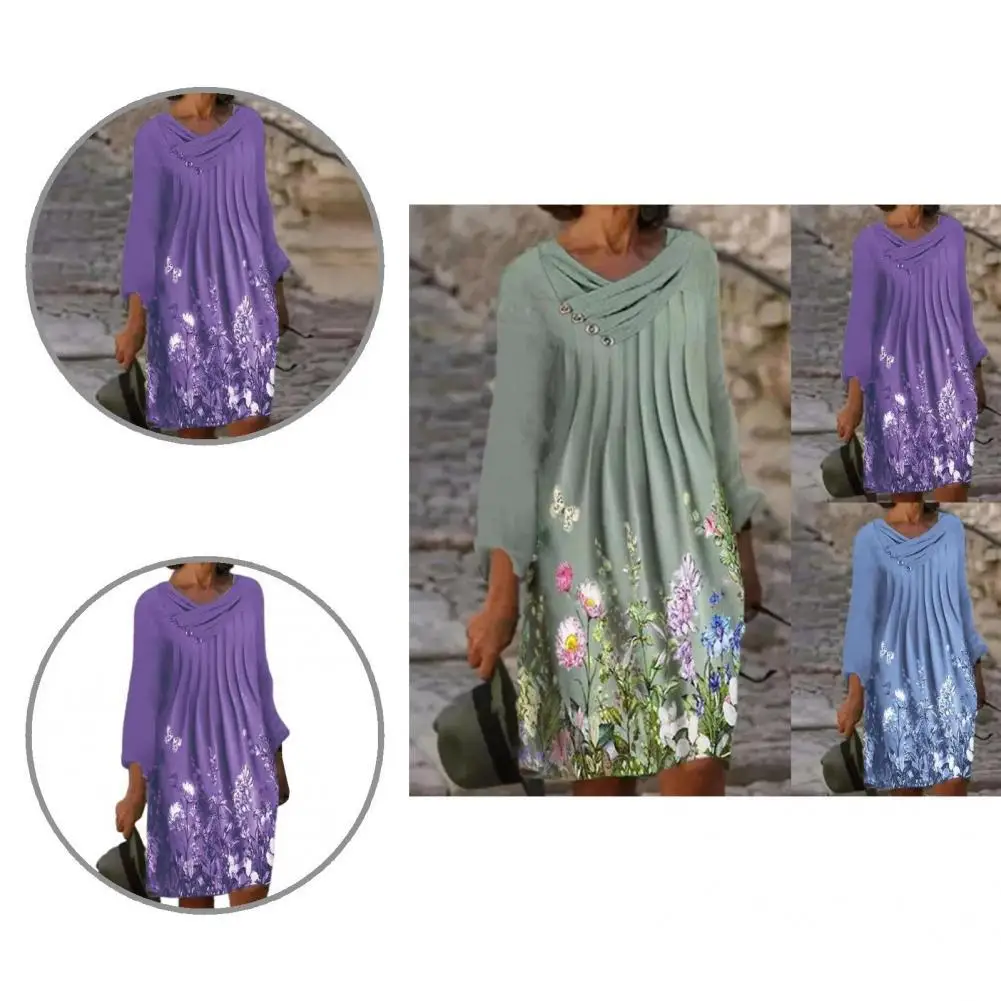 

Красивое женское платье миди в этническом стиле, Повседневное платье, удобное украшение на пуговицах