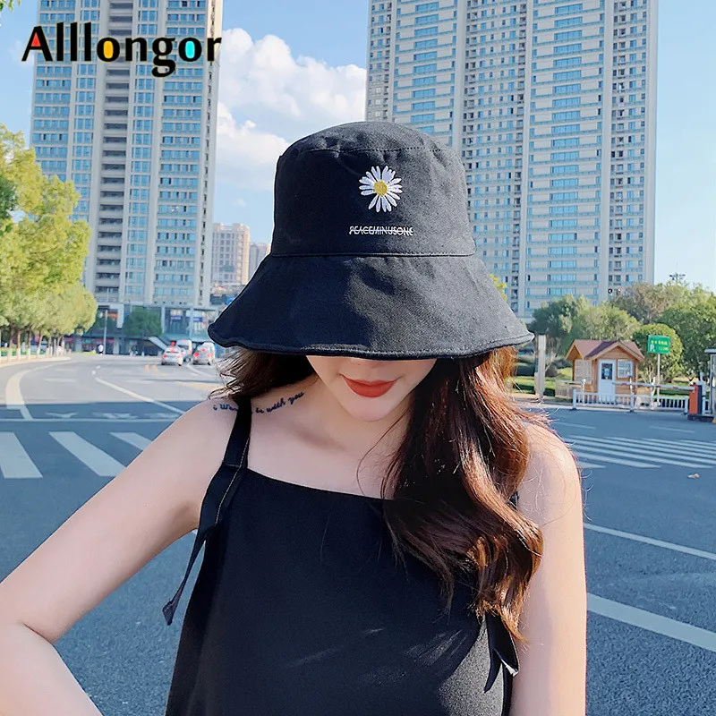 Шляпа-ведро с цветочной хризантемой новая Панама в Корейском стиле вышивкой для