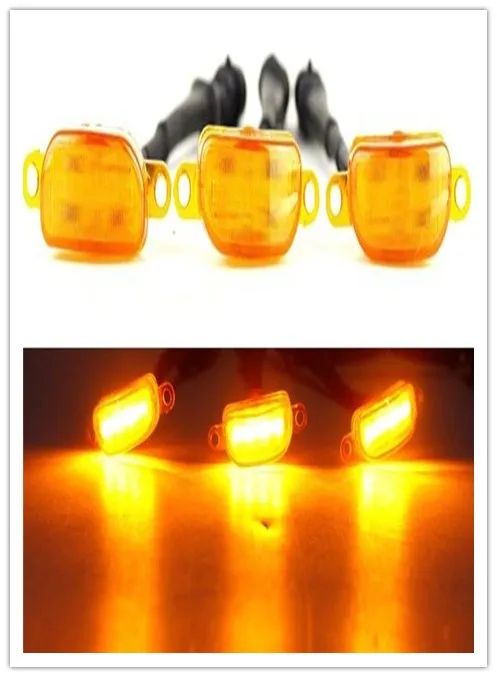 3 ORANGE LED 1 WIRE Автомобильный светильник-решетка, белый, желтый, оранжевый, светодиодный, стильный, Raptor, гриль-лампа, подходит для Ford F-150 F150 kuga edge Explorer, гриль, светодиодный светильник - Цвет: 3 ORANGE LED 1 WIRE