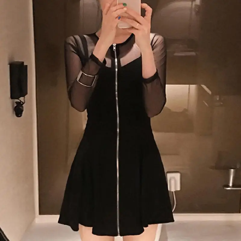 

Women Sexy Dress Spring And Summer Patchwork Zipper Party Sexy Dresses