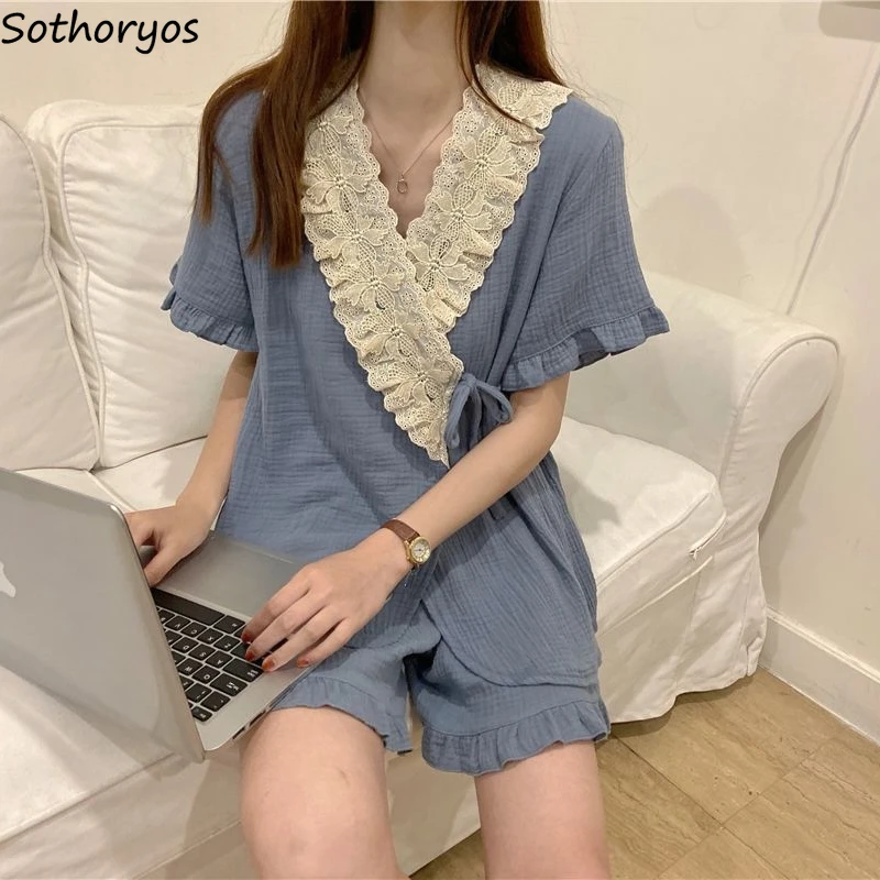 Пижамный комплект женский с V-образным вырезом дизайнерский пижамный синего