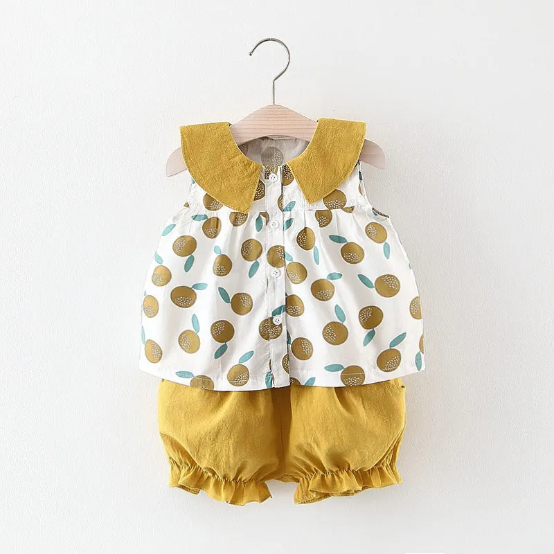 AX1107Yellow Melario/Повседневные комплекты одежды для малышей летние детские комплекты с фруктовым принтом От 0 до 2 лет, милая Одежда для девочек из 2 предметов Новое поступление, комплекты одежды для девочек - Цвет: AX1107Yellow
