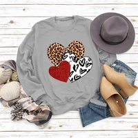 autumn and winter loose sweatshirt womens long sleeved sweater valentines day three love prints round neck top