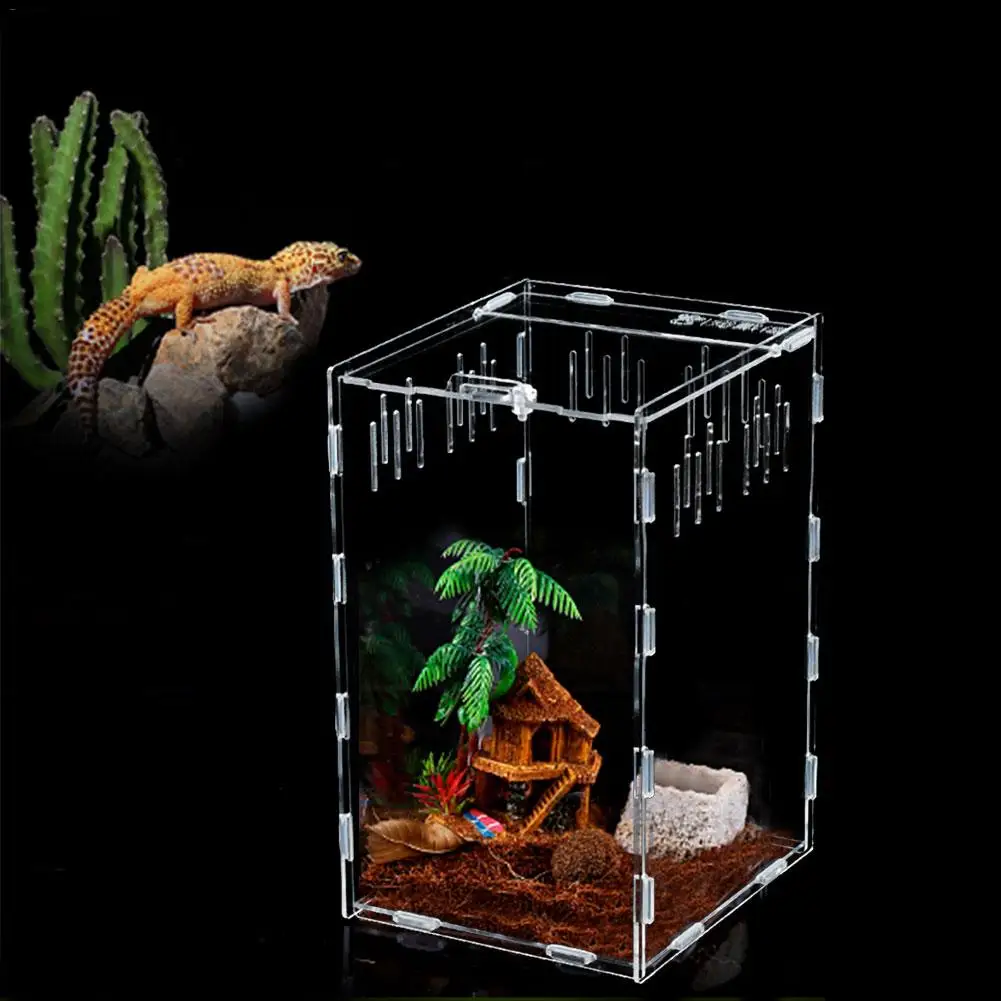 Четырехсторонняя вентиляционная прозрачная коробка для разведения рептилий